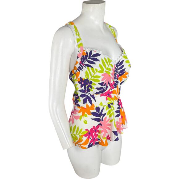 Terra & Sky 1X Tankini Top Swimwear Floral Molded Cup Underwire NWT Plus Size - Picture 12 of 14